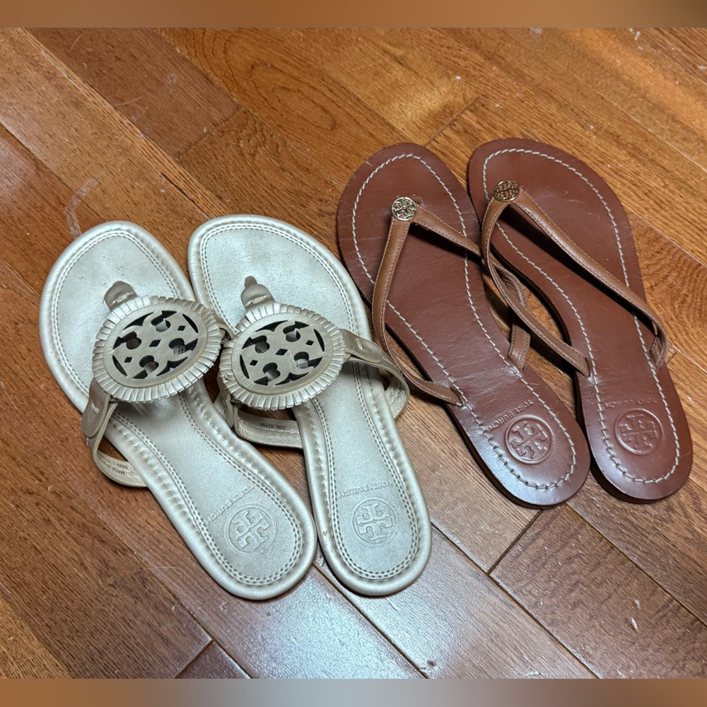 Tory Burch Gold and Brown Sandals Flipflop